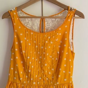 Anthropologie Yellow and White Polka Dot Dress